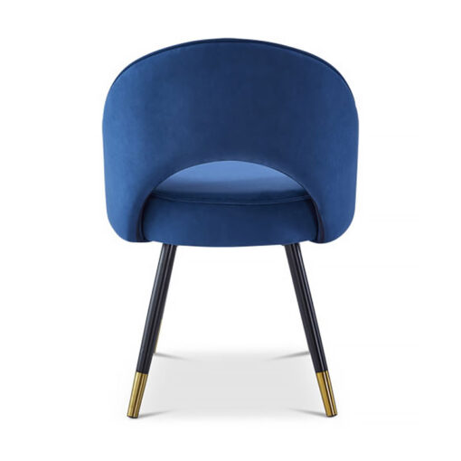 Monaco Matte Blue Velvet Dining Chair With Black And Gold Legs