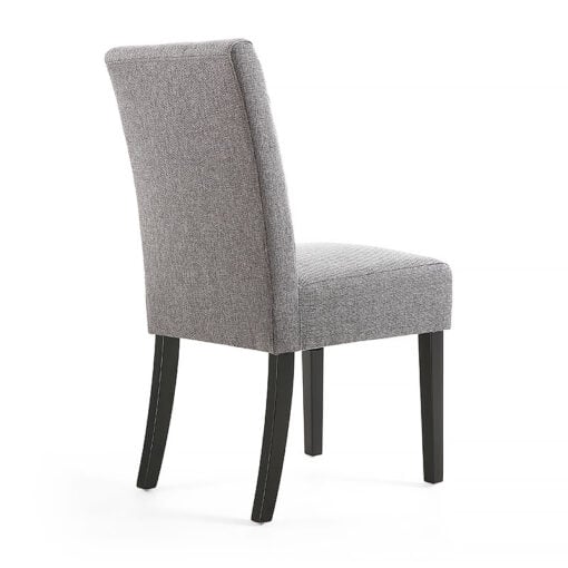 Peyton Linen Effect Steel Grey Dining Chair With Black Wood Legs