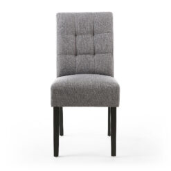 Peyton Linen Effect Steel Grey Dining Chair With Black Wood Legs