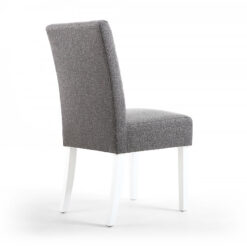 Peyton Linen Effect Steel Grey Dining Chair With White Wood Legs