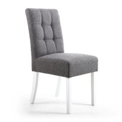 Peyton Linen Effect Steel Grey Dining Chair With White Wood Legs