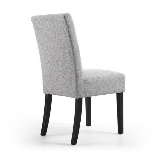 Set Of 2 Peyton Silver Grey Linen Effect Dining Chairs With Black Legs