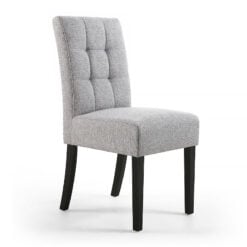 Peyton Silver Grey Linen Effect Dining Chair With Black Legs