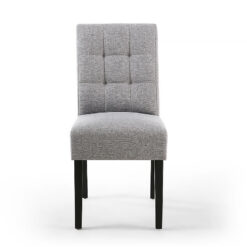 Peyton Silver Grey Linen Effect Dining Chair With Black Legs