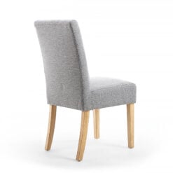Peyton Silver Grey Linen Effect Dining Chair With Natural Wood Legs