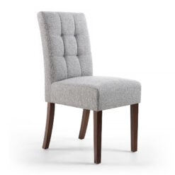 Peyton Silver Grey Linen Effect Dining Chair With Walnut Legs