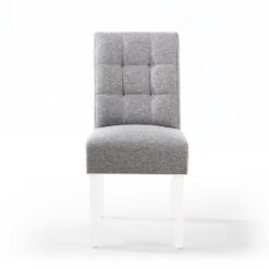 Peyton Silver Grey Linen Effect Dining Chair With White Legs