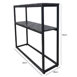 Preston Black Metal And Marble Effect 2 Tier Industrial Console Table