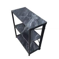 Preston Black Metal And Marble Effect 3 Tier Industrial Shelving Unit