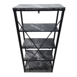 Preston Black Metal And Marble Effect 5 Tier Industrial Shelving Unit
