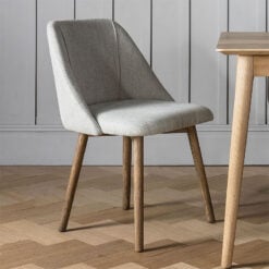 Ariel Light Grey Natural Linen Tub Dining Chair With Ash Wood Legs