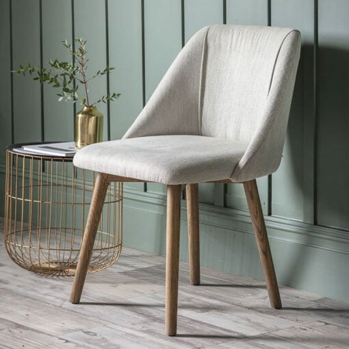 Set Of 2 Ariel Light Grey Natural Linen Tub Dining Chairs With Ash Wood Legs