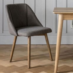 Ariel Slate Grey Natural Linen Tub Dining Chair With Ash Wood Legs