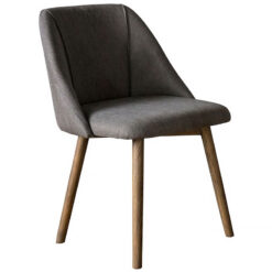 Ariel Slate Grey Natural Linen Tub Dining Chair With Ash Wood Legs
