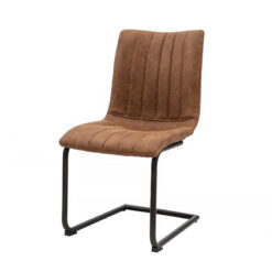 Arlington Tan Brown Faux Leather Industrial Cantilever Dining Chair