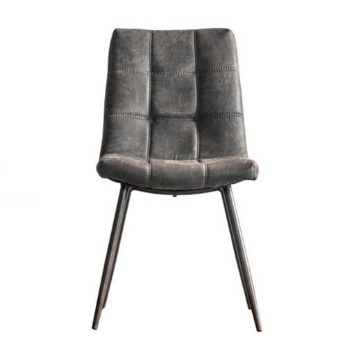 Set Of 2 Aspen Dark Grey Industrial Faux Leather Dining Chairs