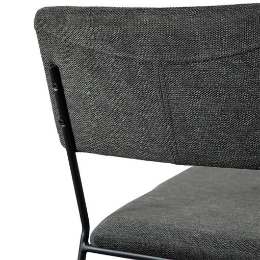 Set Of 2 Atlanta Charcoal Grey Fabric Dining Chairs With Black Metal Legs