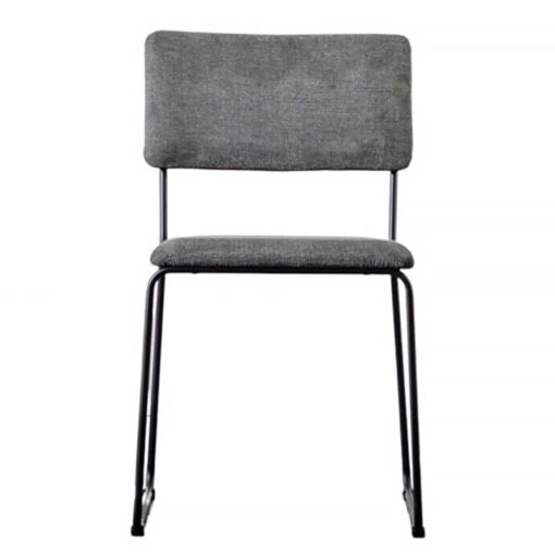 Set Of 2 Atlanta Charcoal Grey Fabric Dining Chairs With Black Metal Legs