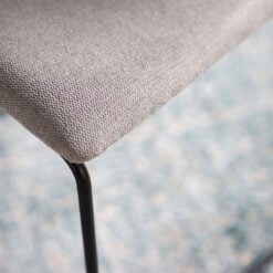 Atlanta Light Grey Fabric Dining Chairs With Black Metal Legs