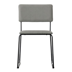 Atlanta Silver Grey PU Faux Leather Dining Chair With Black Metal Legs