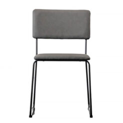 Atlanta Slate Grey PU Faux Leather Dining Chair With Black Metal Legs