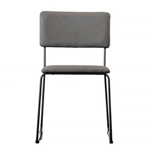 Set Of 2 Atlanta Slate Grey PU Faux Leather Dining Chairs With Black Metal Legs