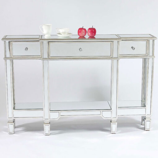 Canterbury 3 Drawer Silver Mirrored Venetian Console Table