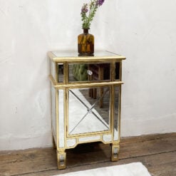 Canterbury Gold Mirrored Glass Venetian Bedside Cabinet