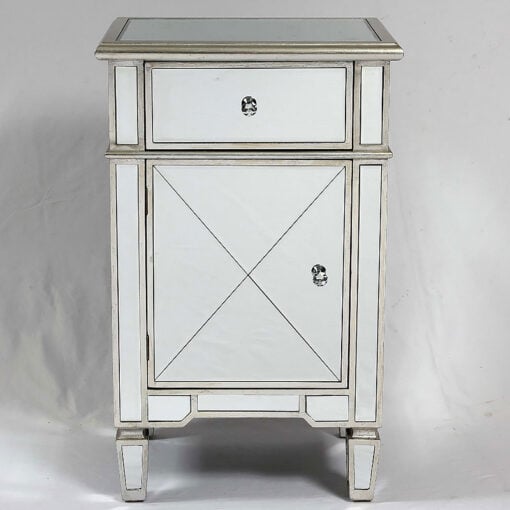 Canterbury Silver Mirrored Glass Venetian Bedside Cabinet