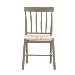 Capri Green Grey Beech Spindle Back Dining Chair With Hand Woven Seat