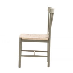 Capri Green Grey Beech Spindle Back Dining Chair With Hand Woven Seat