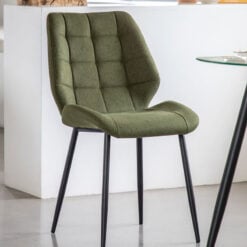 Chicago Mid-Century Bottle Green Curved Scoop Back Dining Chair