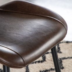 Chicago Mid-Century Brown PU Faux Leather Curved Dining Chair