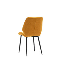 Chicago Mid-Century Saffron Yellow Fabric Curved Dining Chair