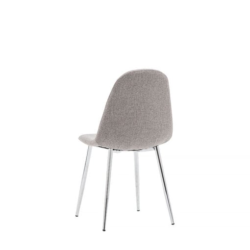 Set Of 2 Colorado Light Grey Fabric Dining Chairs With Chrome Legs