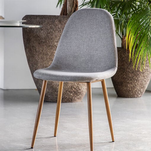 Set Of 2 Colorado Light Grey Fabric Dining Chairs With Oak Legs