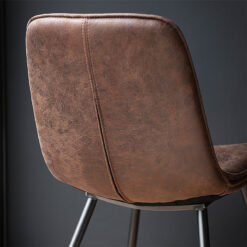 Corsica Industrial Brown Faux Leather Dining Chair With Black Legs