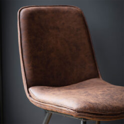 Corsica Industrial Brown Faux Leather Dining Chair With Black Legs