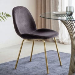 Daytona Chocolate Brown Velvet Dining Chair With Gold Legs