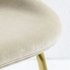 Daytona Oatmeal Velvet Dining Chair With Gold Metal Legs