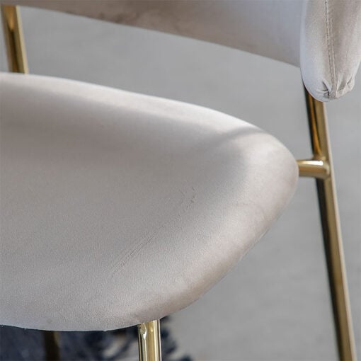Set Of 2 Elsinore Taupe Velvet Dining Chairs With Gold Legs