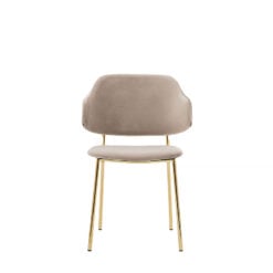 Elsinore Taupe Velvet Dining Chair With Gold Legs