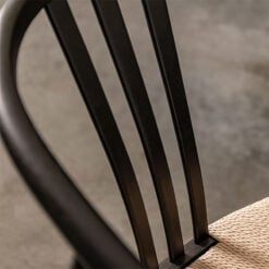 Fraser Black Elm Wood Wishbone Dining Chair With Handwoven Seat