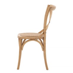 French Country Cottage Natural Oak Wood Dining Chair With Rattan Seat