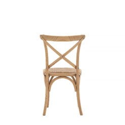French Country Cottage Natural Oak Wood Dining Chair With Rattan Seat