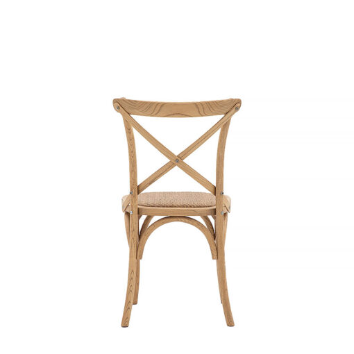 Set Of 2 French Country Cottage Natural Oak Wood Dining Chairs With Rattan Seat