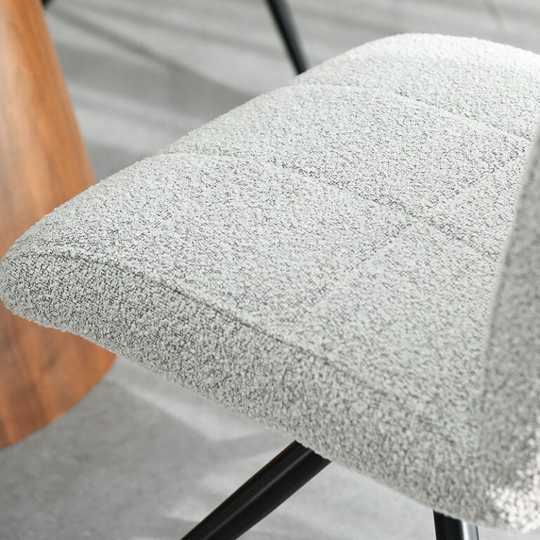 Set Of 2 Houston Light Grey Boucle Dining Chairs With Black Legs ...