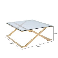Roswell Premium Gold Metal And Tempered Glass Coffee Table