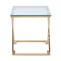 Roswell Premium Gold Metal And Tempered Glass Side End Table