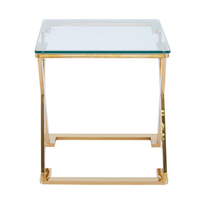 Roswell Premium Gold Metal And Tempered Glass Side End Table | Picture ...